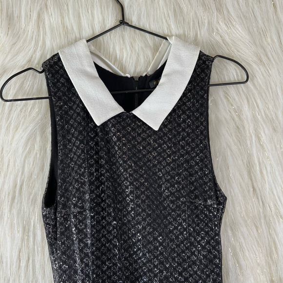 Maje Womens Rider Fit & Flare Dress Black Metallic Pockets Zip Sleeveless 2 New - Picture 2 of 11